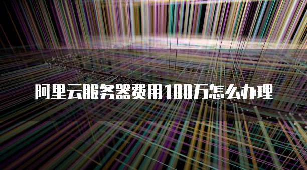 阿里云服务器费用100万怎么办理