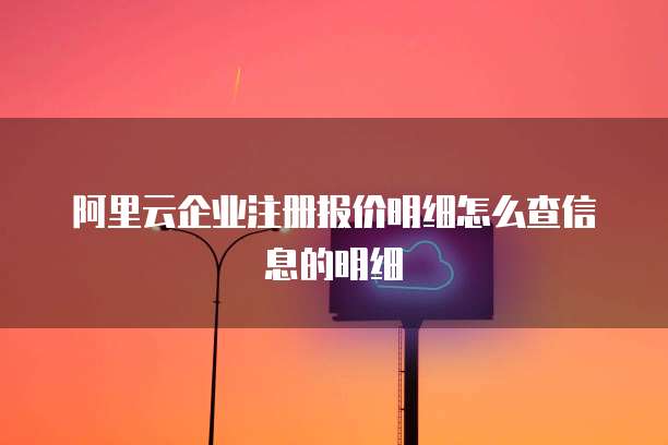 阿里云企业注册报价明细怎么查信息的明细