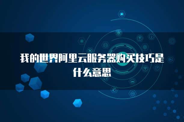 我的世界阿里云服务器购买技巧是什么意思