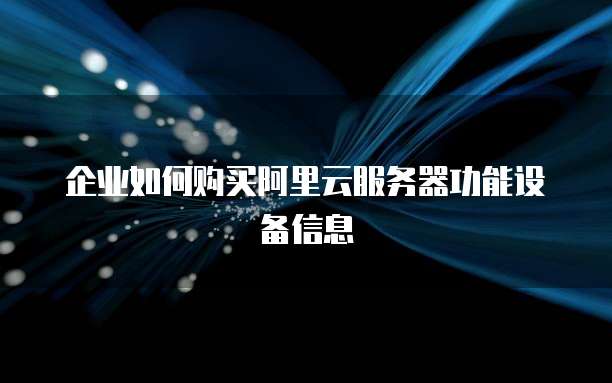 企业如何购买阿里云服务器功能设备信息
