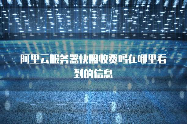 阿里云服务器快照收费吗在哪里看到的信息
