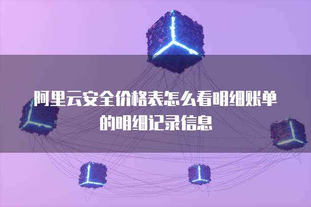 阿里云安全价格表怎么看明细账单的明细记录信息
