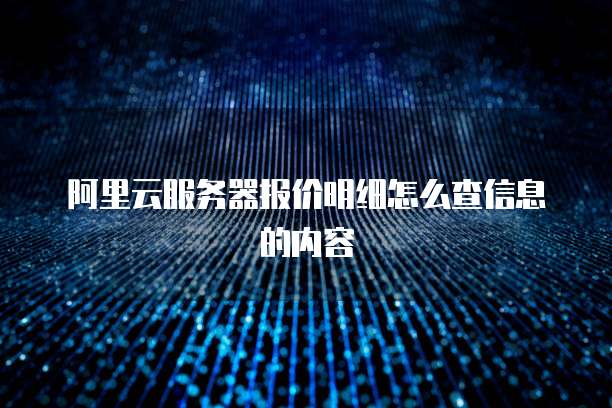 阿里云服务器报价明细怎么查信息的内容