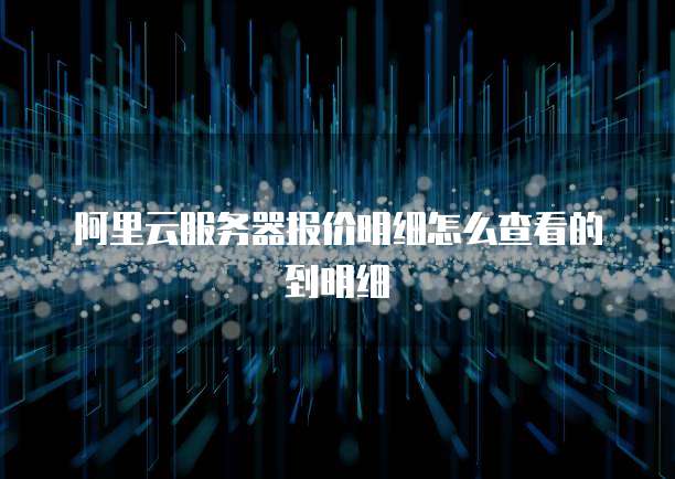 阿里云服务器报价明细怎么查看的到明细