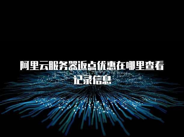 阿里云服务器返点优惠在哪里查看记录信息