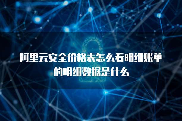 阿里云安全价格表怎么看明细账单的明细数据是什么