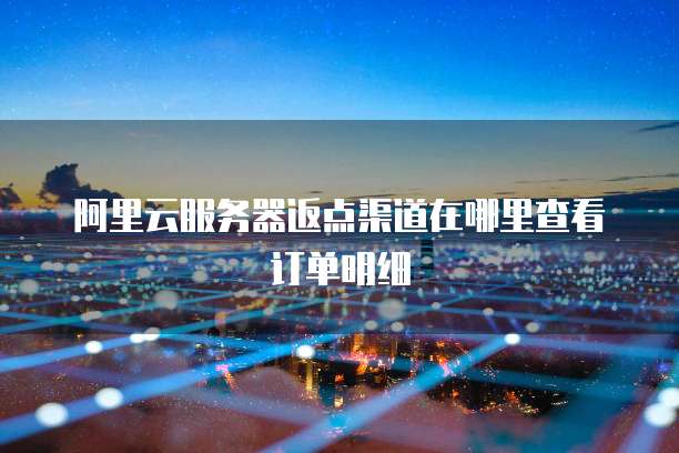 阿里云服务器返点渠道在哪里查看订单明细