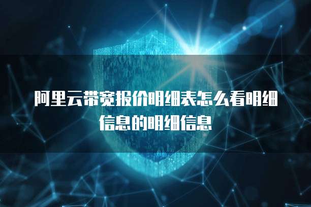 阿里云带宽报价明细表怎么看明细信息的明细信息