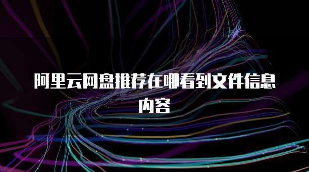阿里云网盘推荐在哪看到文件信息内容