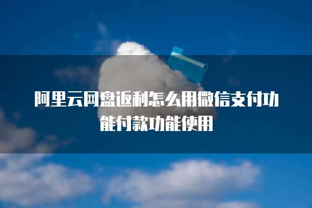 阿里云网盘返利怎么用微信支付功能付款功能使用