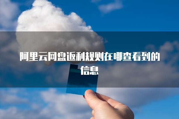 阿里云网盘返利规则在哪查看到的信息