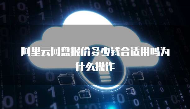 阿里云网盘报价多少钱合适用吗为什么操作