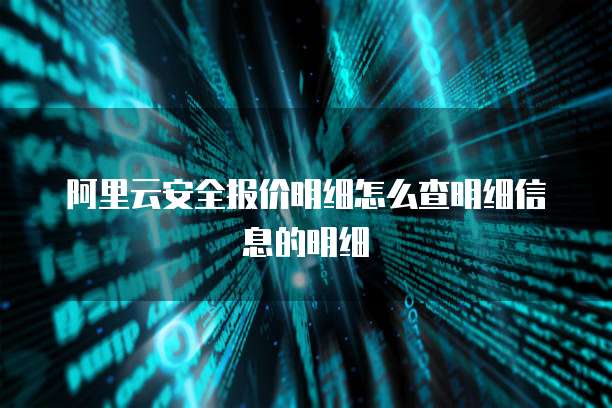 阿里云安全报价明细怎么查明细信息的明细