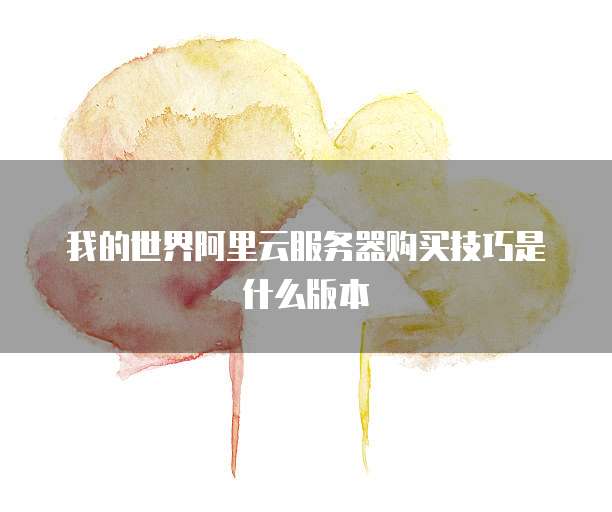 我的世界阿里云服务器购买技巧是什么版本