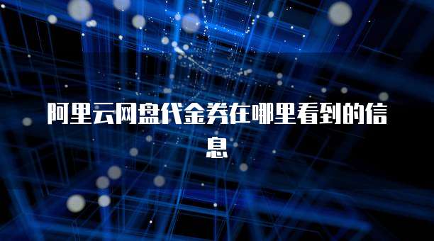 阿里云网盘代金券在哪里看到的信息