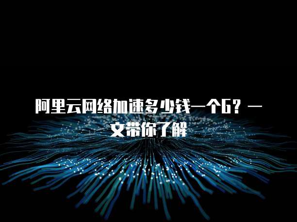 阿里云网络加速多少钱一个G?一文带你了解