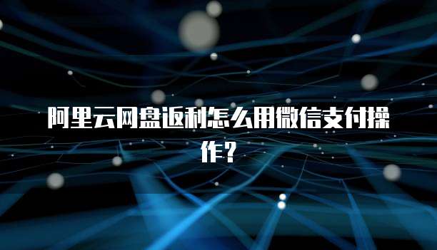 阿里云网盘返利怎么用微信支付操作?