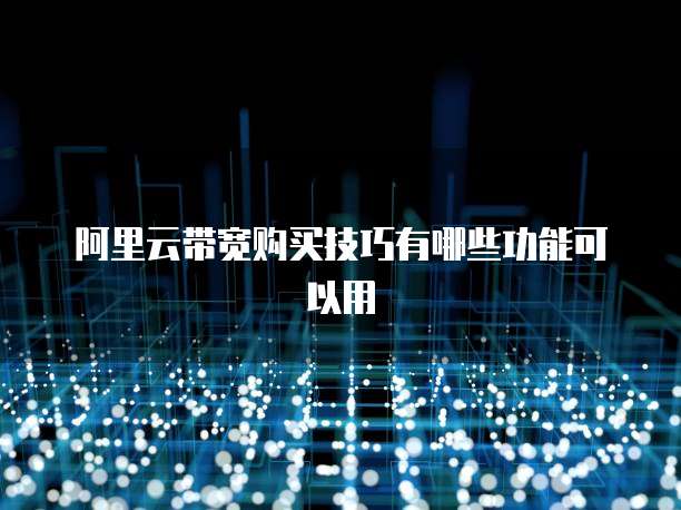 阿里云带宽购买技巧有哪些功能可以用