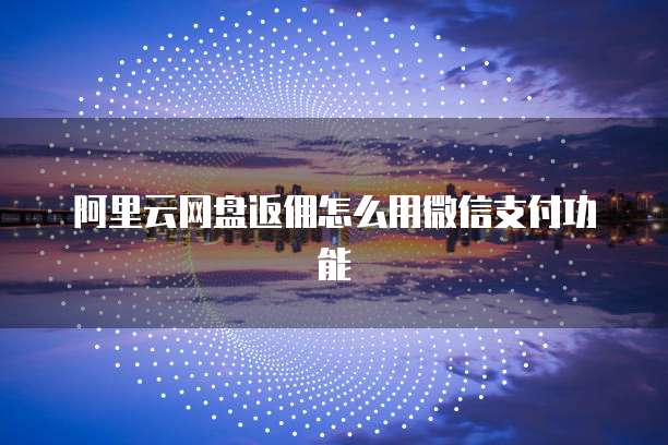 阿里云网盘返佣怎么用微信支付功能