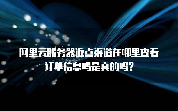 阿里云服务器返点渠道在哪里查看订单信息吗是真的吗?
