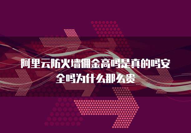 阿里云防火墙佣金高吗是真的吗安全吗为什么那么贵