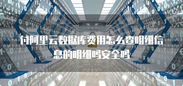付阿里云数据库费用怎么查明细信息的明细吗安全吗