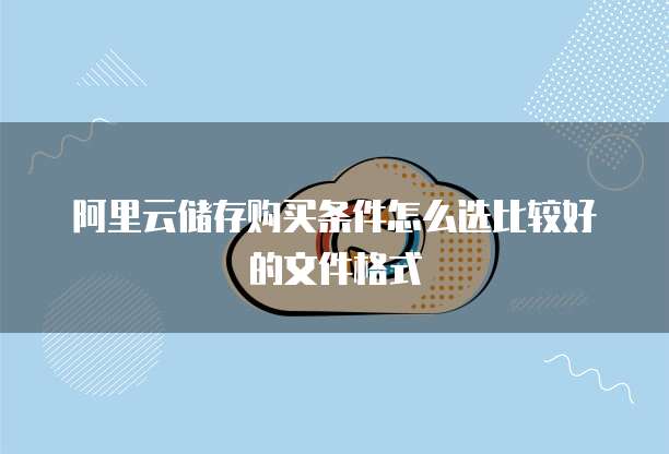 阿里云储存购买条件怎么选比较好的文件格式