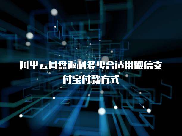 阿里云网盘返利多少合适用微信支付宝付款方式