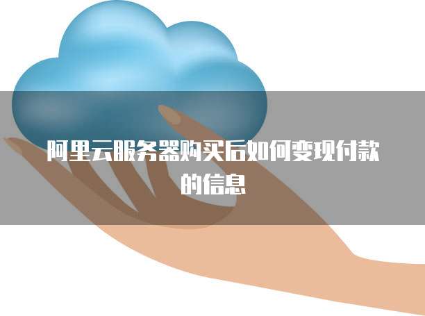 阿里云服务器购买后如何变现付款的信息