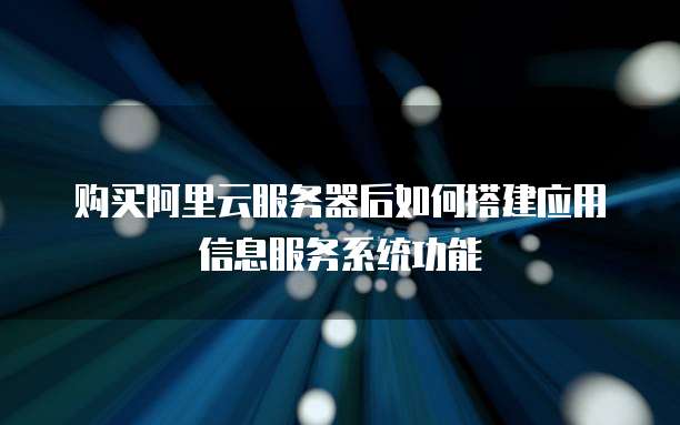 购买阿里云服务器后如何搭建应用信息服务系统功能