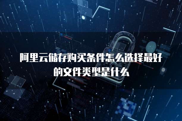 阿里云储存购买条件怎么选择最好的文件类型是什么