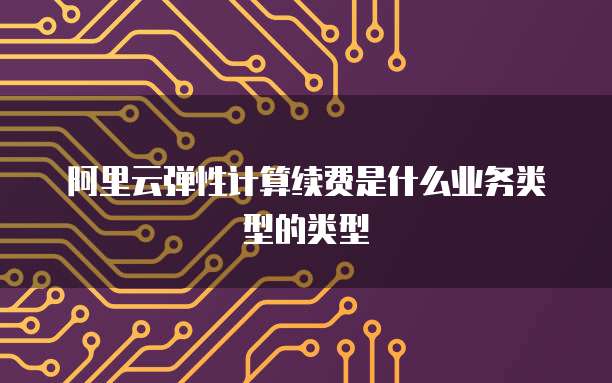 阿里云弹性计算续费是什么业务类型的类型