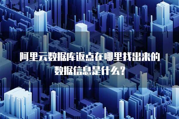 阿里云数据库返点在哪里找出来的数据信息是什么?