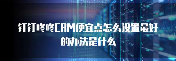 钉钉咚咚CRM便宜点怎么设置最好的办法是什么