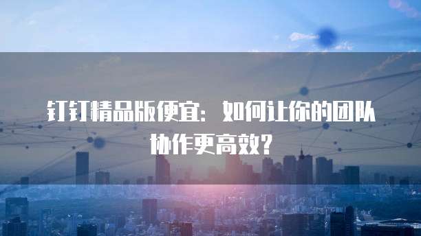 钉钉精品版便宜:如何让你的团队协作更高效?