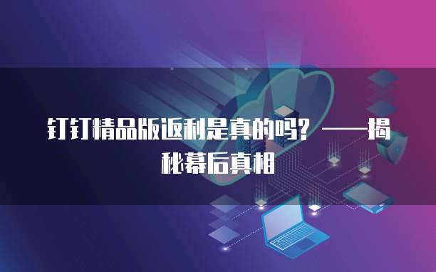 钉钉精品版返利是真的吗? ——揭秘幕后真相