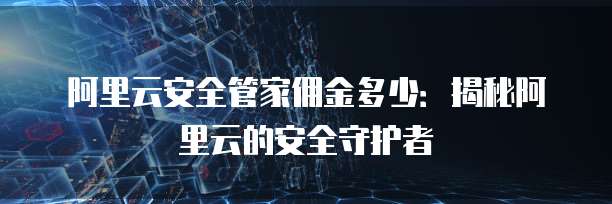 阿里云安全管家佣金多少:揭秘阿里云的安全守护者