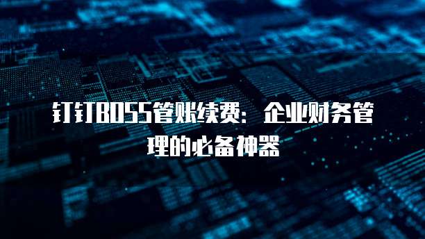 钉钉BOSS管账续费:企业财务管理的必备神器