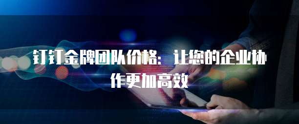 钉钉金牌团队价格:让您的企业协作更加高效