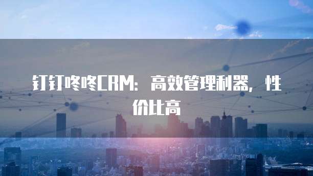 钉钉咚咚CRM:高效管理利器,性价比高