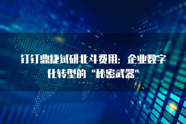 钉钉鼎捷试研北斗费用:企业数字化转型的“秘密武器”