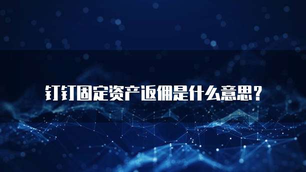 钉钉固定资产返佣是什么意思?