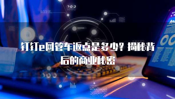 钉钉e网管车返点是多少?揭秘背后的商业秘密