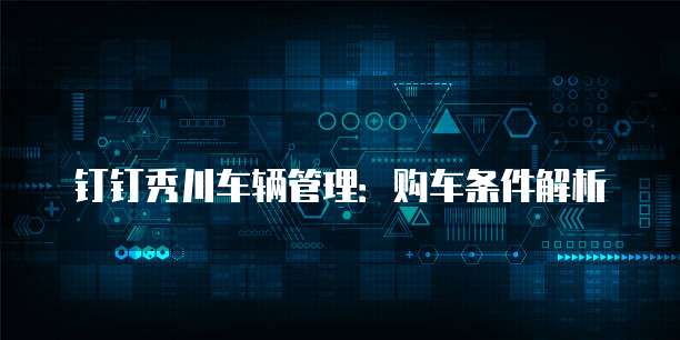 钉钉秀川车辆管理:购车条件解析