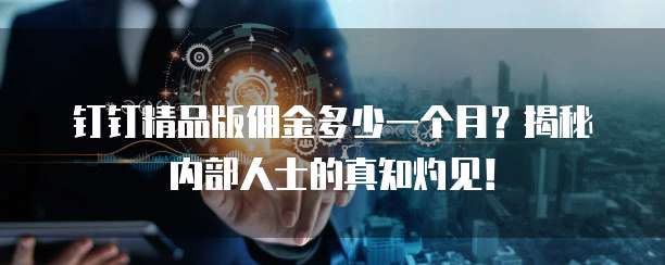 钉钉精品版佣金多少一个月?揭秘内部人士的真知灼见!