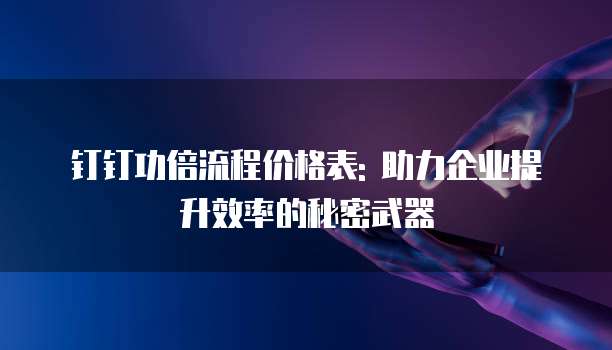 钉钉功倍流程价格表: 助力企业提升效率的秘密武器