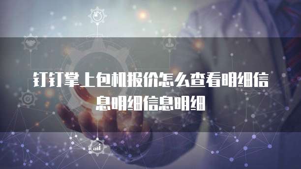 钉钉掌上包机报价怎么查看明细信息明细信息明细