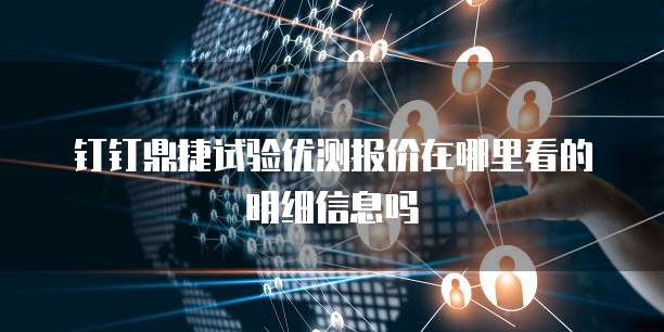 钉钉鼎捷试验优测报价在哪里看的明细信息吗