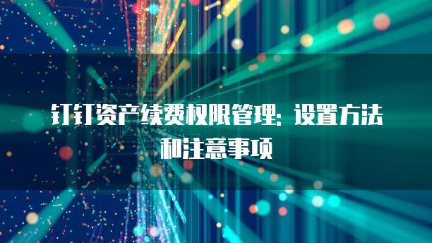 钉钉资产续费权限管理: 设置方法和注意事项