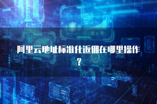 阿里云地址标准化返佣在哪里操作？